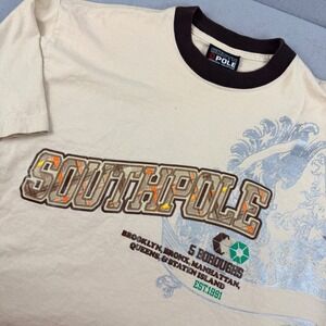 Vintage Southpole T-Shirt XL Cream Off-White 1991 Authentic Collection Graphic